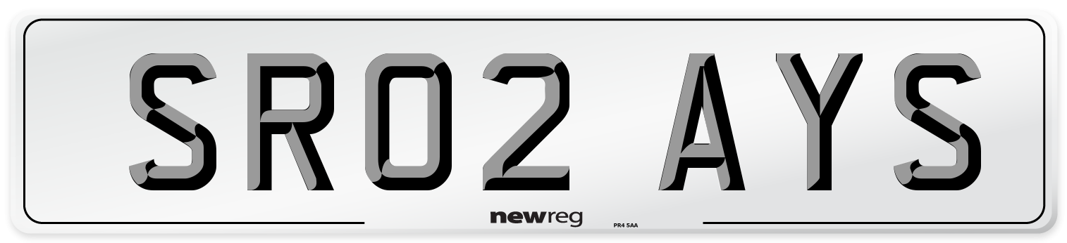 SR02 AYS Number Plate from New Reg